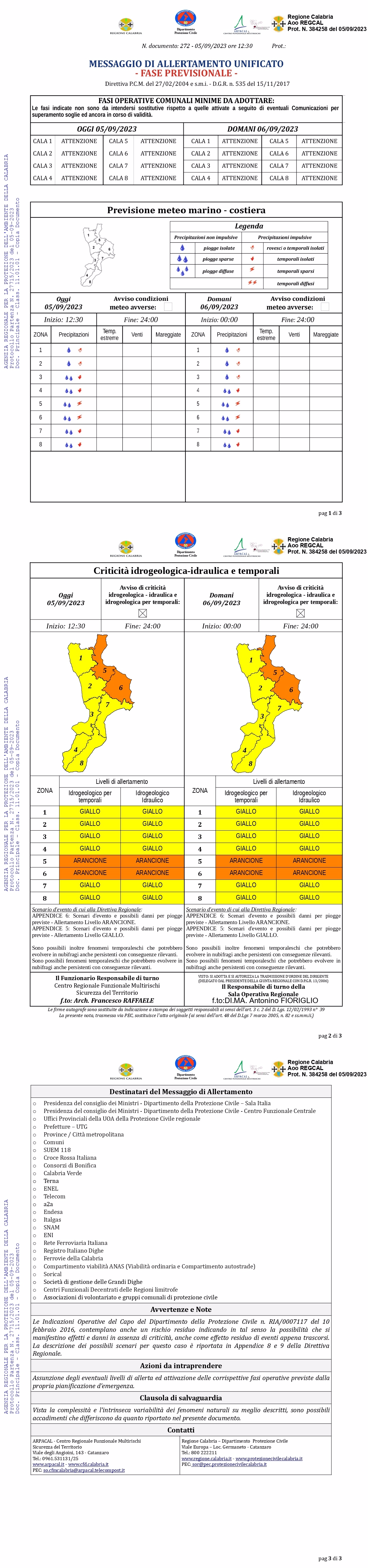 MESSAGGIO DI ALLERTAMENTO METEO