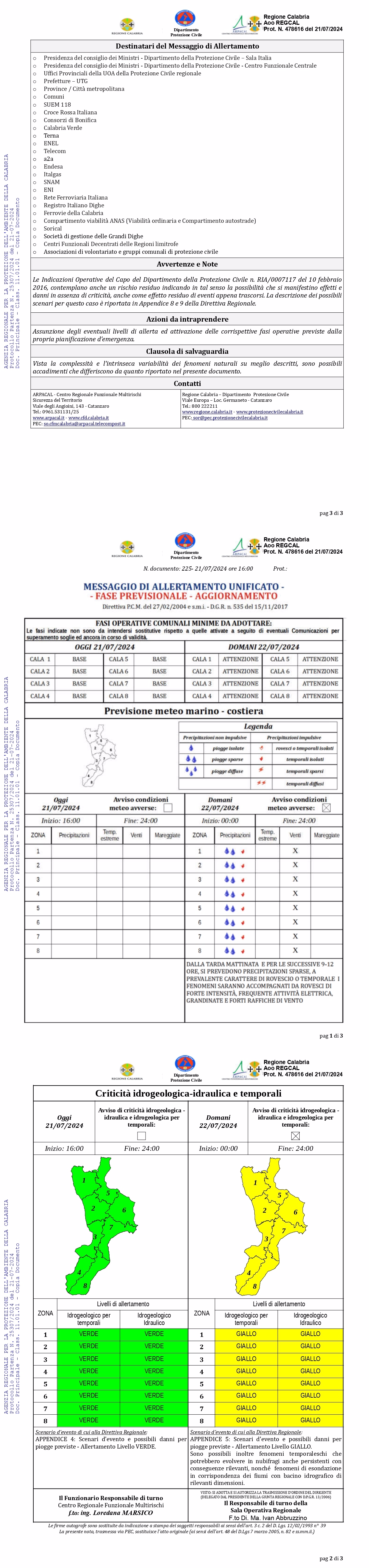 MESSAGGIO DI ALLERTAMENTO METEO